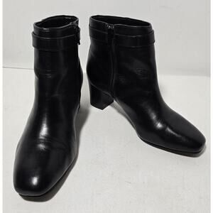 Antonio Melani HARDINE Black Leather Ankle Boots Women's Shoes SZ 6.5 M